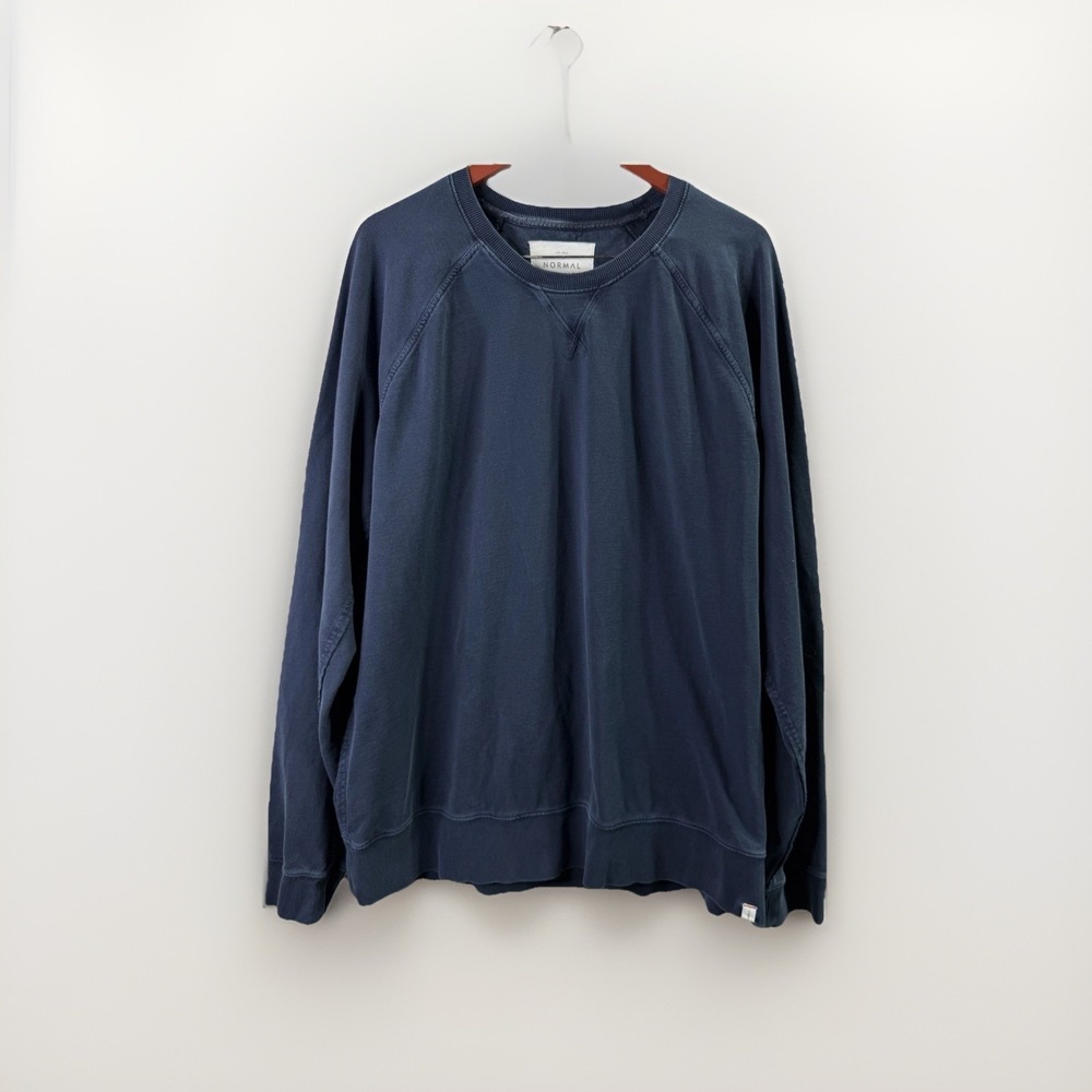 The Normal Brand Crewneck Sweatshirt XXL Blue Cotton Pullover Raglan‎ Casual
